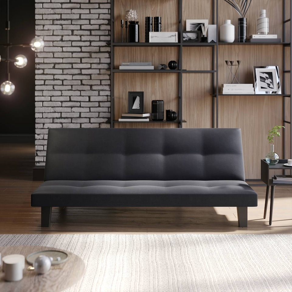 image 1 of 3-Seater Upholstered Sofa Bed Multi-Functional - 68x164x85cm | Black | Not provided | 1
