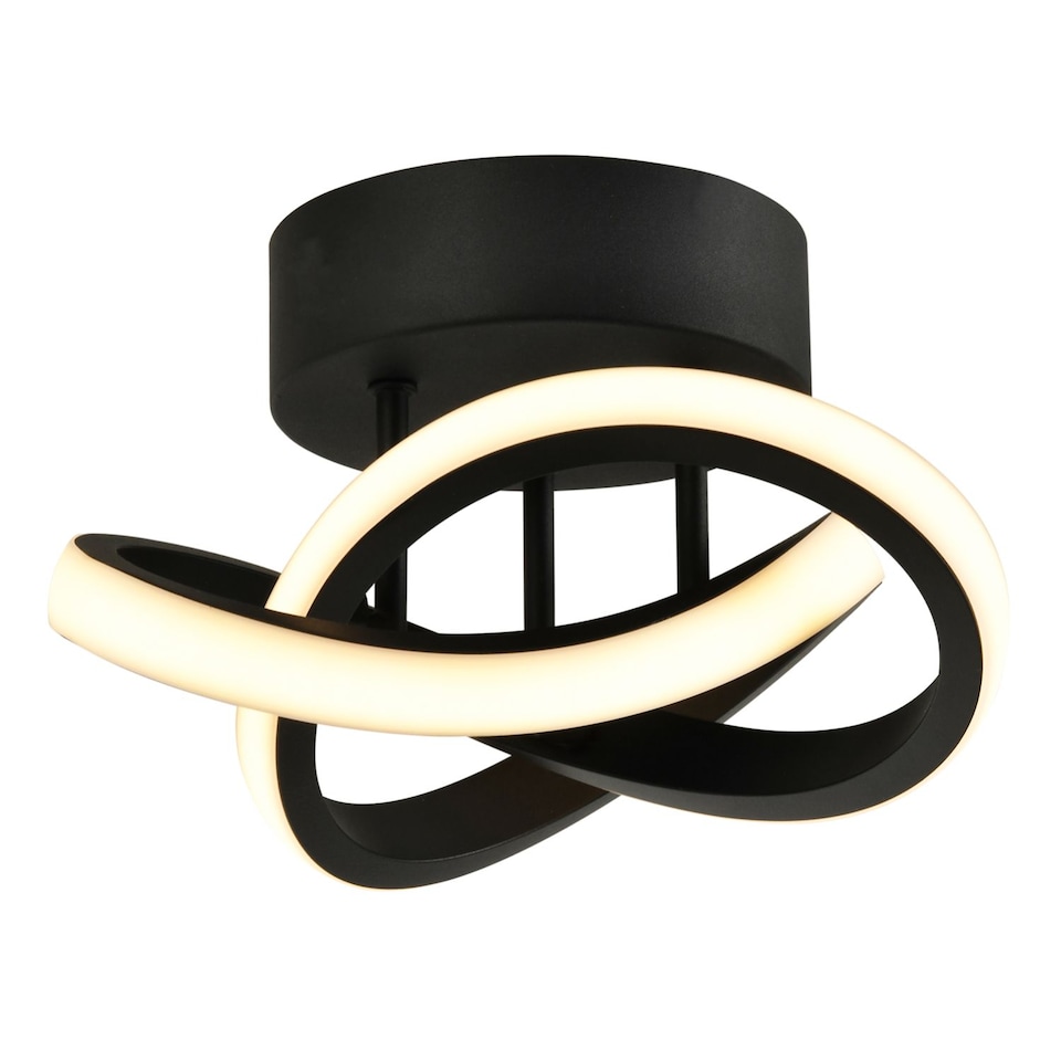 image 1 of Modern LED Black Ceiling Light with Swirl Thick Metal Strip Creates 1253 Lumens | Black | Black | 1