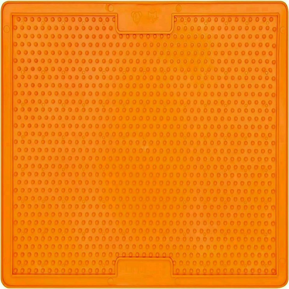 image 1 of LickiMat X Large Soother, Dog Feeding Mat, Fun Alternative to a Slow Feeder Dog Bowl, Perfect for Large Breeds, Orange