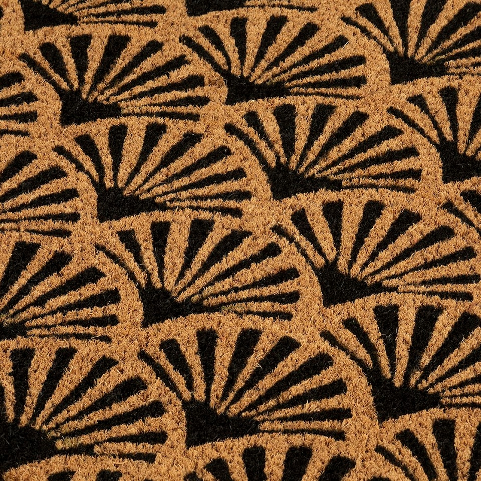 image 1 of Astley Scallop Deco Latex Backed Coir 45x75cm Black Doormat
