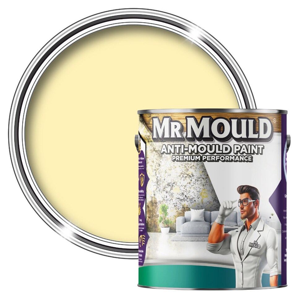 image 1 of MR MOULD - Anti-Mould Paint - Premium Colour & Protection for Interior Walls & Ceilings - Light Yellow - 1L