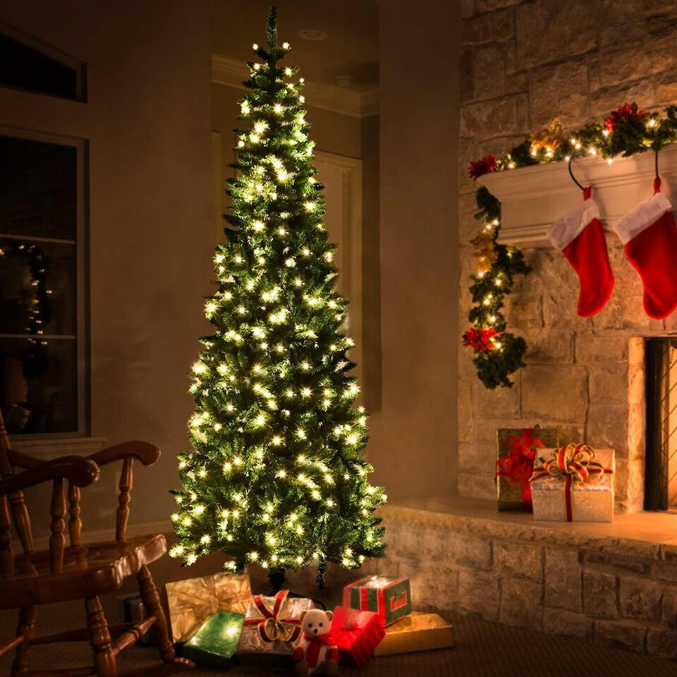 image 1 of 6ft Pre-Lit Green Pencil Tree Green | 6ft