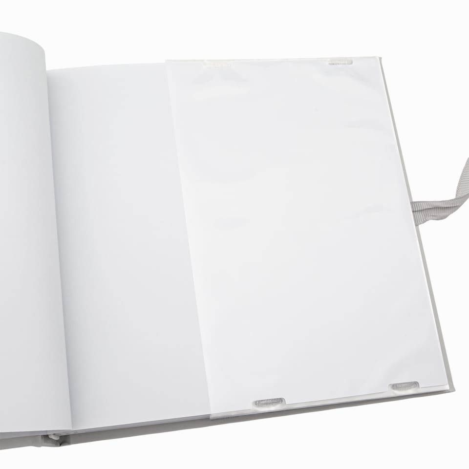 image 1 of Baby Keepsake Photo Album with Silver Plated Rattle Pram and Booties