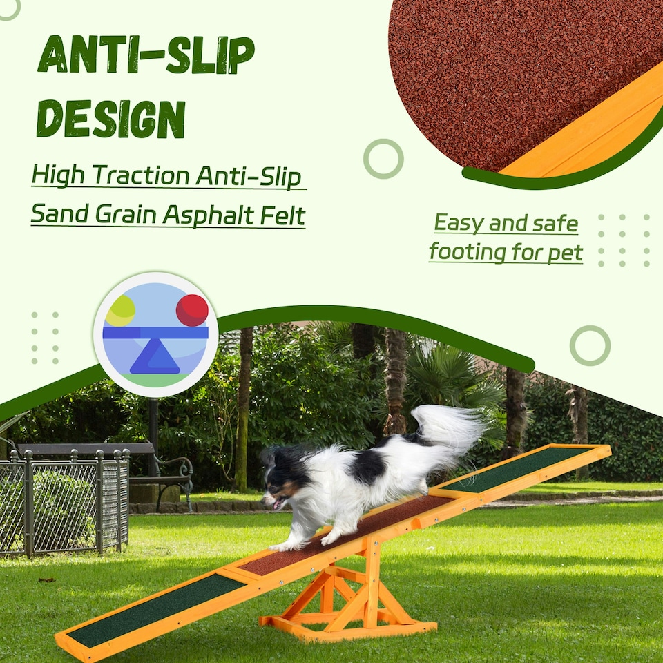 image 1 of PawHut Wooden Pet Seesaw for Big Dogs with Anti-Slip Surface, Natural