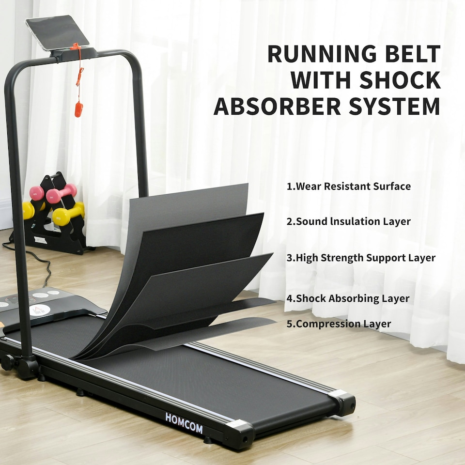 image 1 of HOMCOM Foldable Walking Treadmill w/ LED Display, Blue