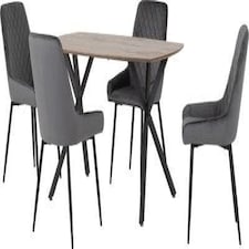 Athens Dining Set with 4 Avery Velvet Chairs Grey | Medium Oak/Grey