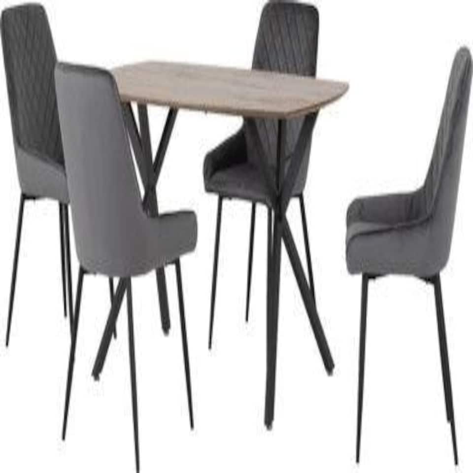 image 1 of Athens Dining Set with 4 Avery Velvet Chairs Grey | Medium Oak/Grey