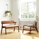 image 6 of COSTWAY 2-Seat Rubber Wood Bench Dining Bench Brown