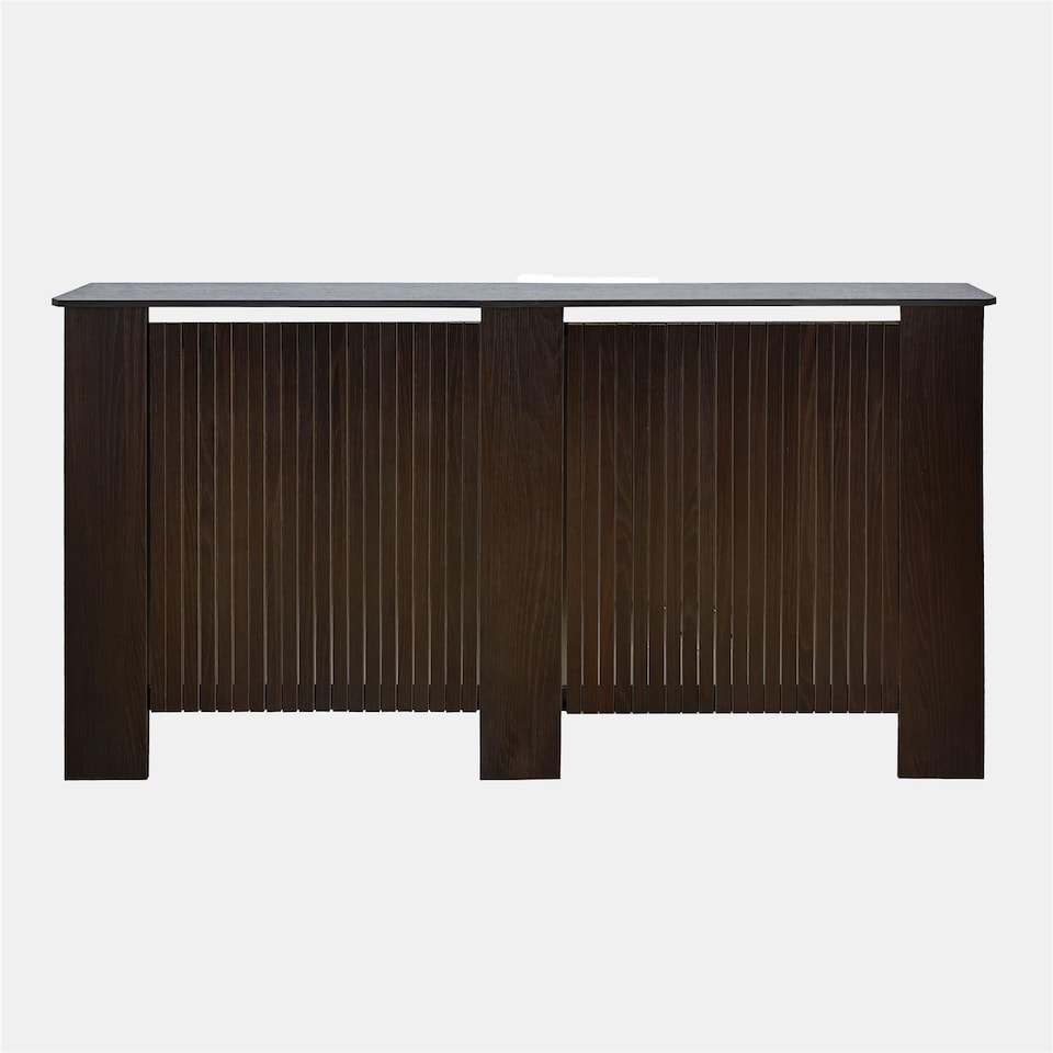 image 1 of OHS Ribbed Large Radiator Cover Slatted Engineered Wood | Brown | Dark Brown Wood