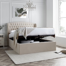 Warwick Natural Velvet Ottoman Bed King Size | Multi