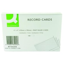 Pack of 100 White 6x4" (152x102mm) Flash Revision Record Cards - Feint Ruled