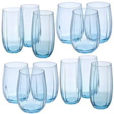 Linka Coloured Glasses Sets Glassware Cup Tall Short Cocktail Tumblers | Multi | Light Blue 380ml + 500ml