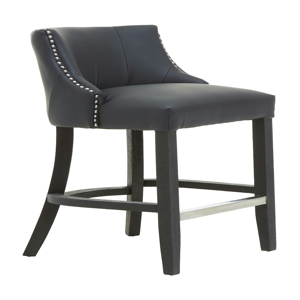 image 1 of Interiors by Premier Black Bar Stool with Back, Velvet Seat Breakfast Bar Chair, Kitchen Stool with Footrest, Chair for Bar, Home