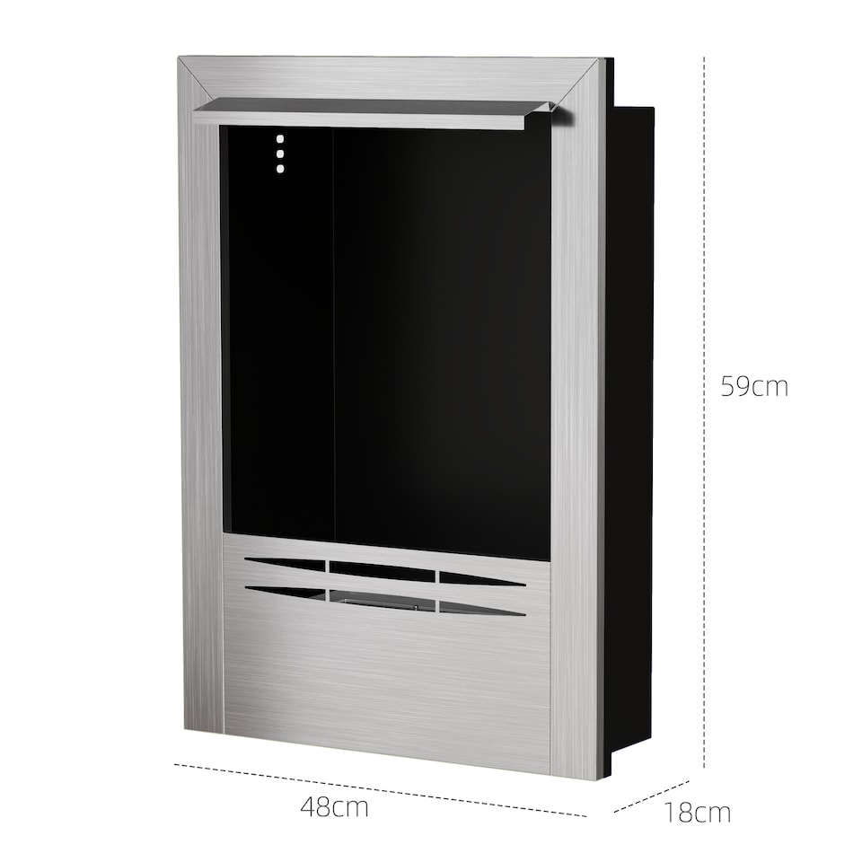 image 1 of HOMCOM Stainless Steel Ethanol Fireplace Insert, Bioethanol Fire, Indoor Ethanol Burner with 0.9 Litres Volume, Cover Lid, Burns for Up to 3.3 Hours, 48  59 cm, Silver