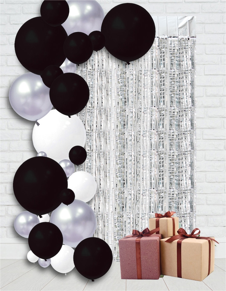 image 1 of Metallic Tinsel Curtain, 2.5M x 1M Silver
