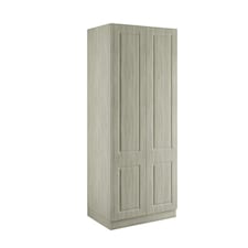 Classic Square Panel Urban Oak Double Wardrobe with Single Rail & Shelves Brown