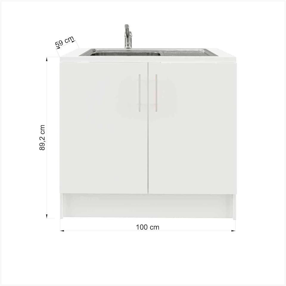 image 1 of JD Greta 1000mm Utility Room Sink Unit With Tap, Kitchen Base Cabinet - Grey Matt | Grey