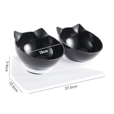 Living and Home 15° Tilted Elevated Feeder with Double Cat Bowls, Black | Black