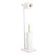 image 2 of Showerdrape Sonata White & Bamboo Toilet Roll Holder & Toilet Brush Combination