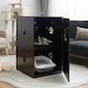 image 3 of COSTWAY 2-Tier Cat House Litter Box Enclosure Storage Cabinet Brown