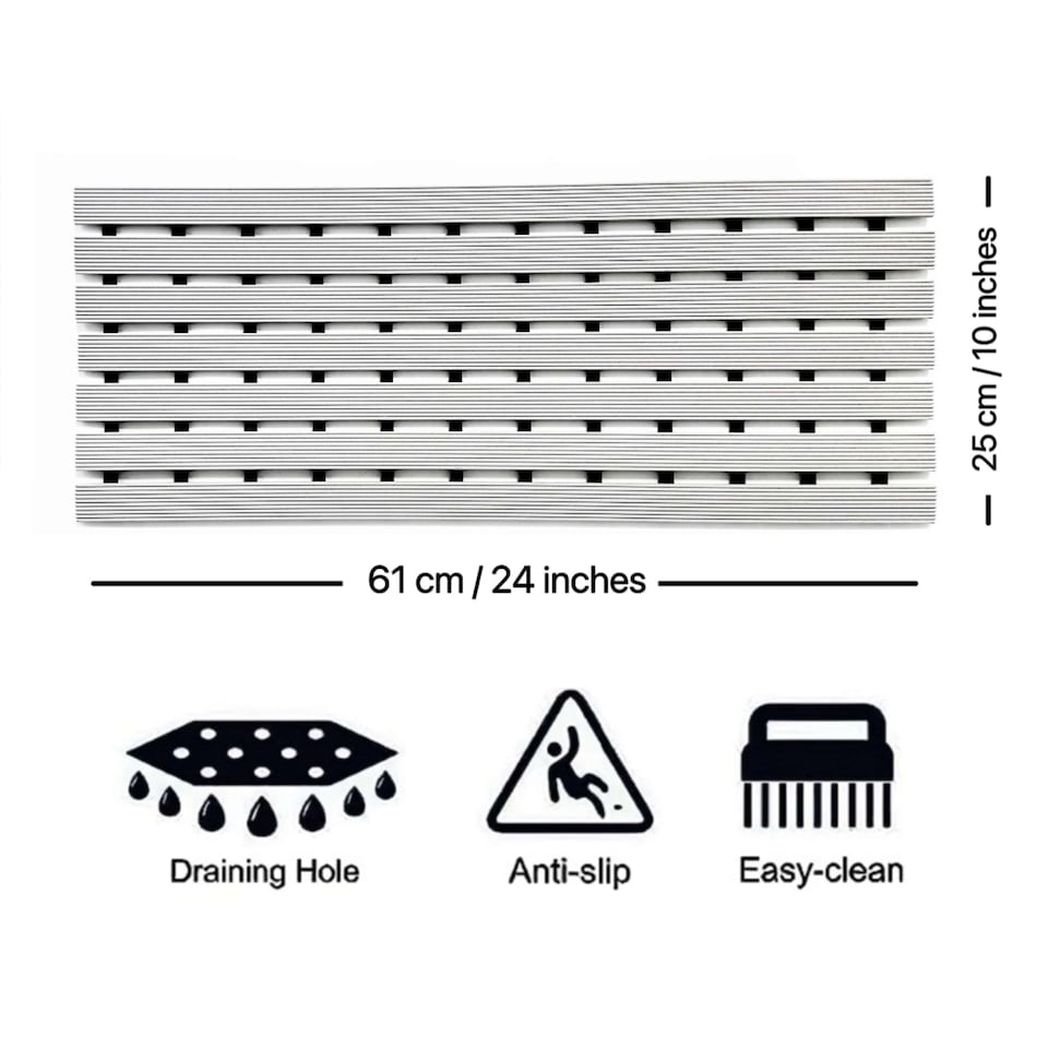 image 1 of Non Slip Narrow Shower Mat Bath Mat 61cm x 25cm