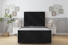 Sloomy Watson Black Naples Bed Frame With 50" Upholstered Headboard 4' Small Double