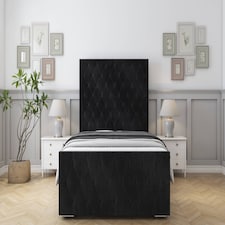 Sloomy Watson Black Naples Bed Frame With 50" Upholstered Headboard 4' Small Double