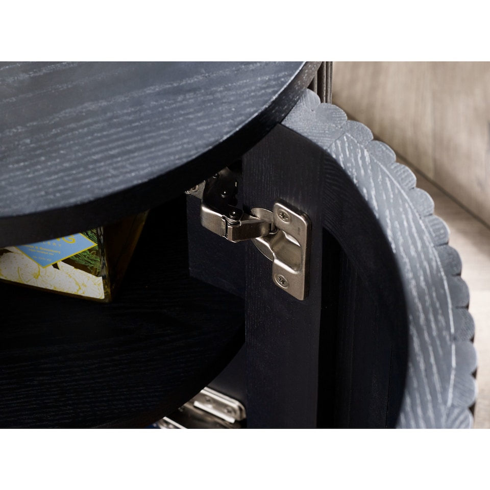 image 1 of Louis Fluted Side Table With Door - Black