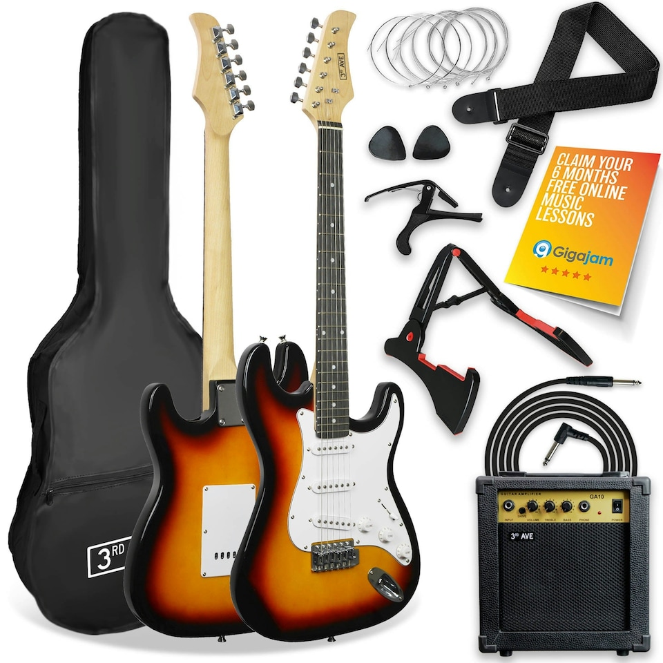 image 1 of 3rd Avenue Full Size Electric Guitar Pack with Amp Black