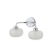 ValueLights Amaia Chrome IP44 2 Way Frosted Ribbed Glass Wall Light | Chrome