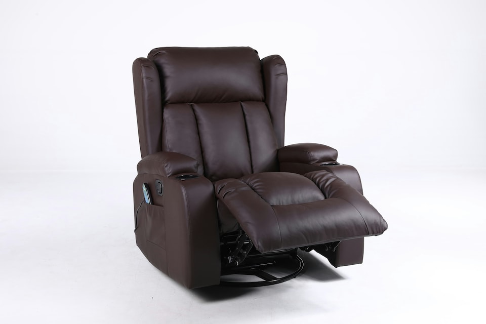 image 1 of SoHo 10 in 1 Recliner Armchair With Swivel, Tilt Heated and Massage Functionality Brown | Brown | One Size