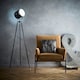 image 2 of Dagon Black and Satin Nickel Tripod Projector Spot Light Style Floor Lamp | Black