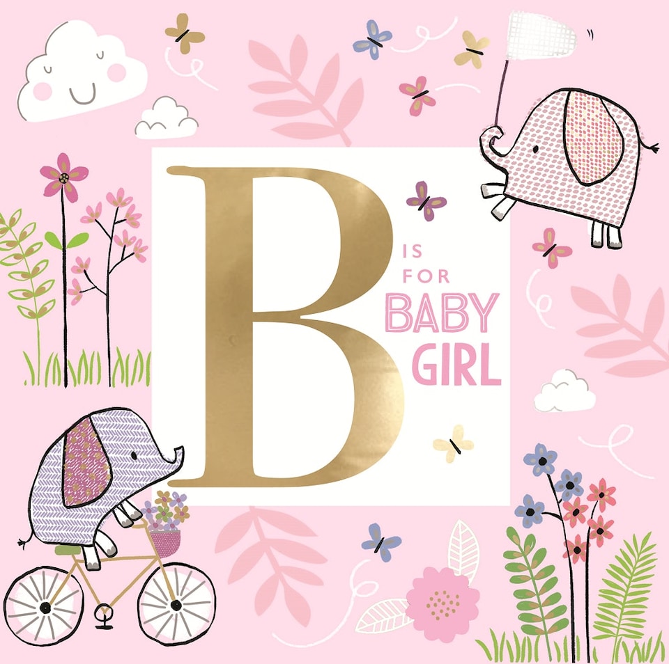 image 1 of B Is For Baby Girl New Arrival New Baby Congratulations Card