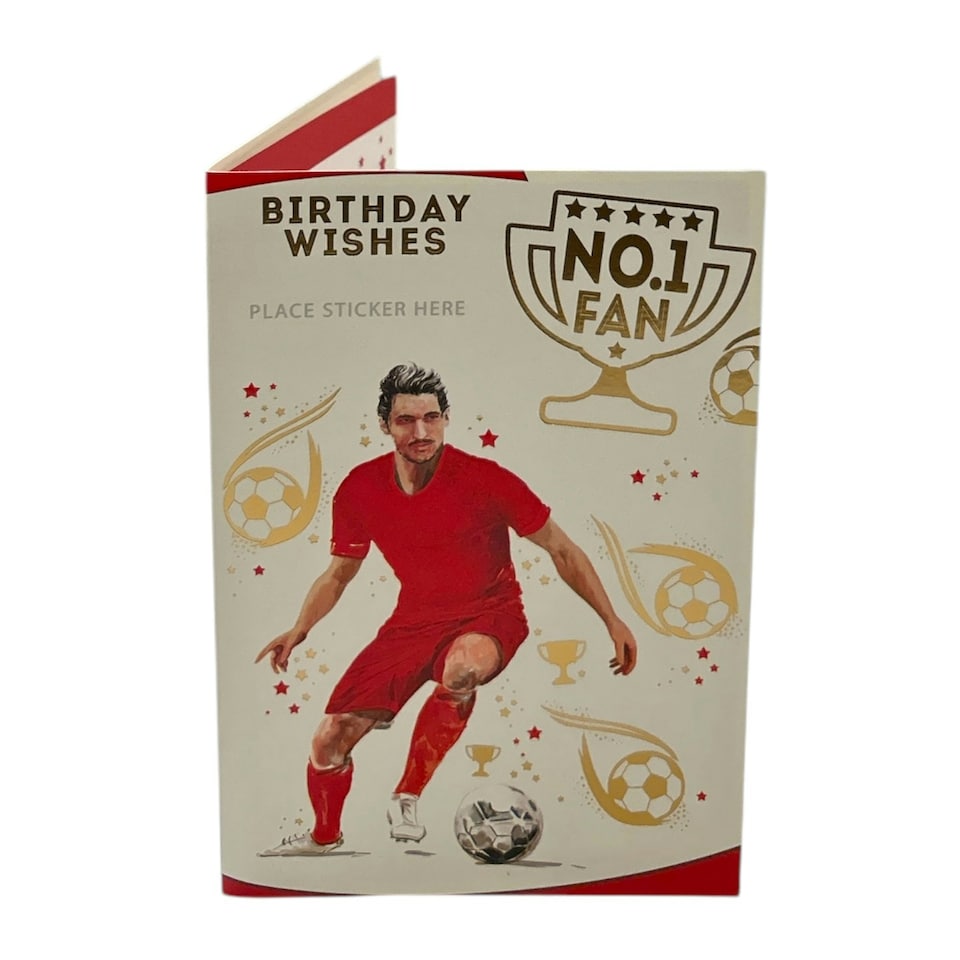 image 1 of A Man In Red Soccer Uniform Customized Male Birthday Card