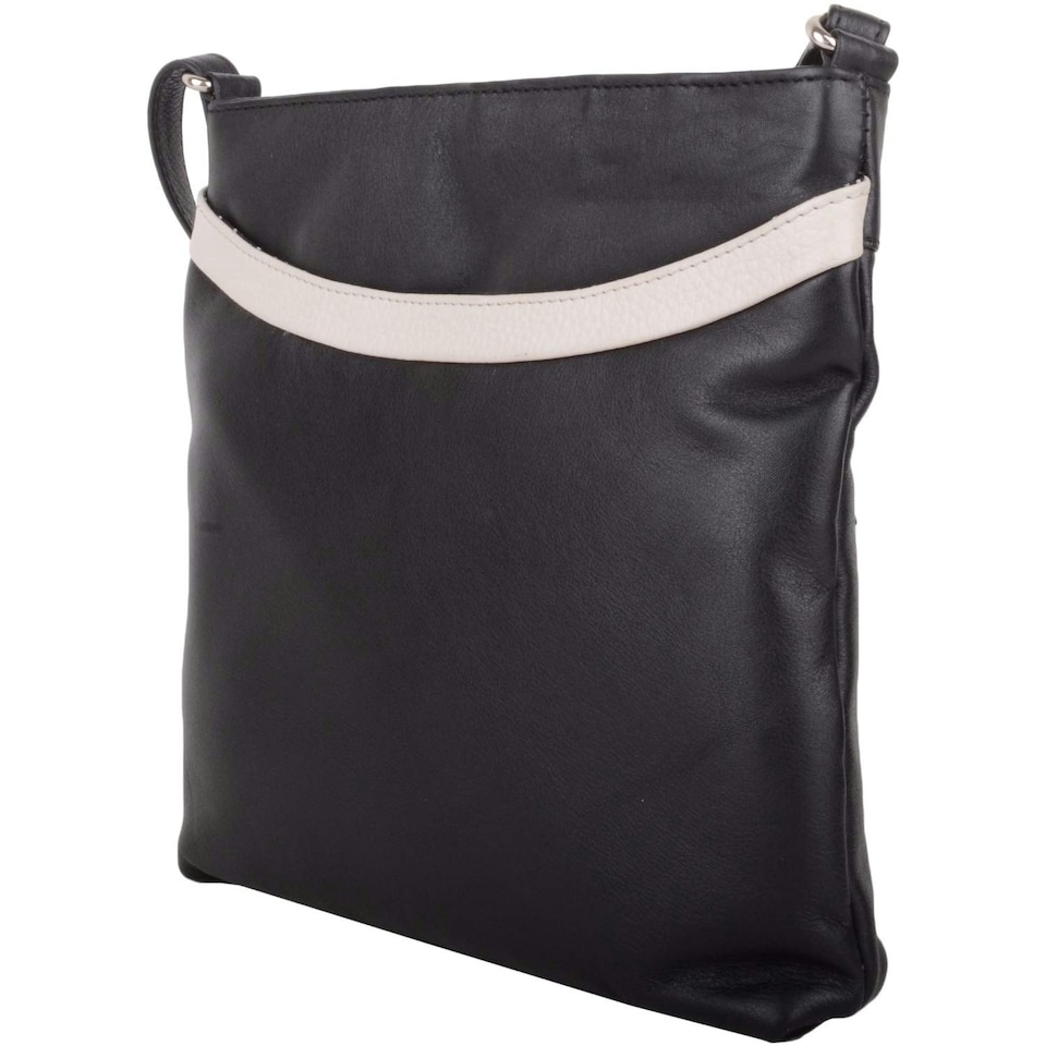 image 1 of Smart Genuine Leather Cross Body / Shoulder Bag Multi Grey | Grey/White