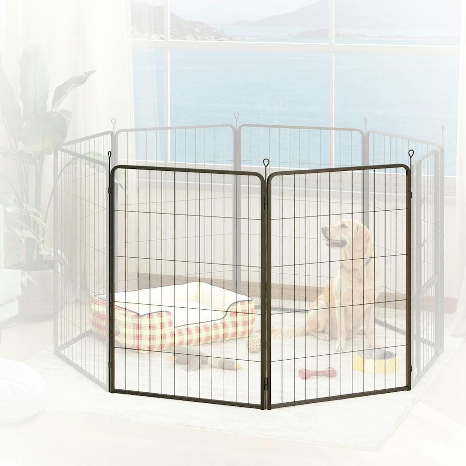 image 1 of PawHut 2 Piece Expansion Pack Dog Pen for Large Dogs, 100cm Tall, Black | Multi | Not provided