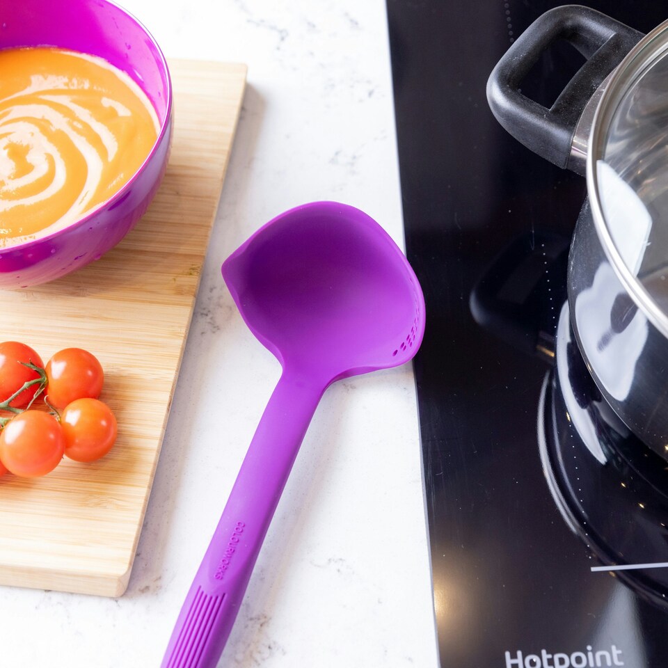 image 1 of Colourworks Silicone Kitchen Ladle with Spout Purple