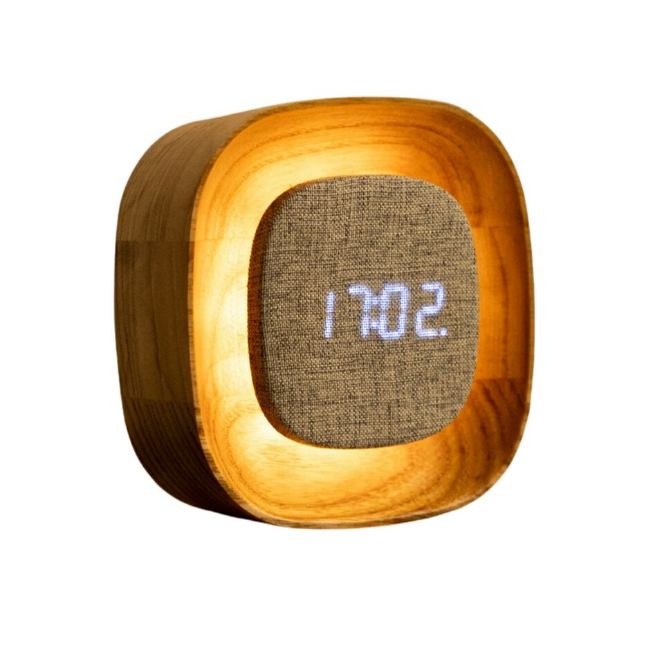 image 1 of Gingko Lumos Clock & Lamp - Square N/A | Walnut