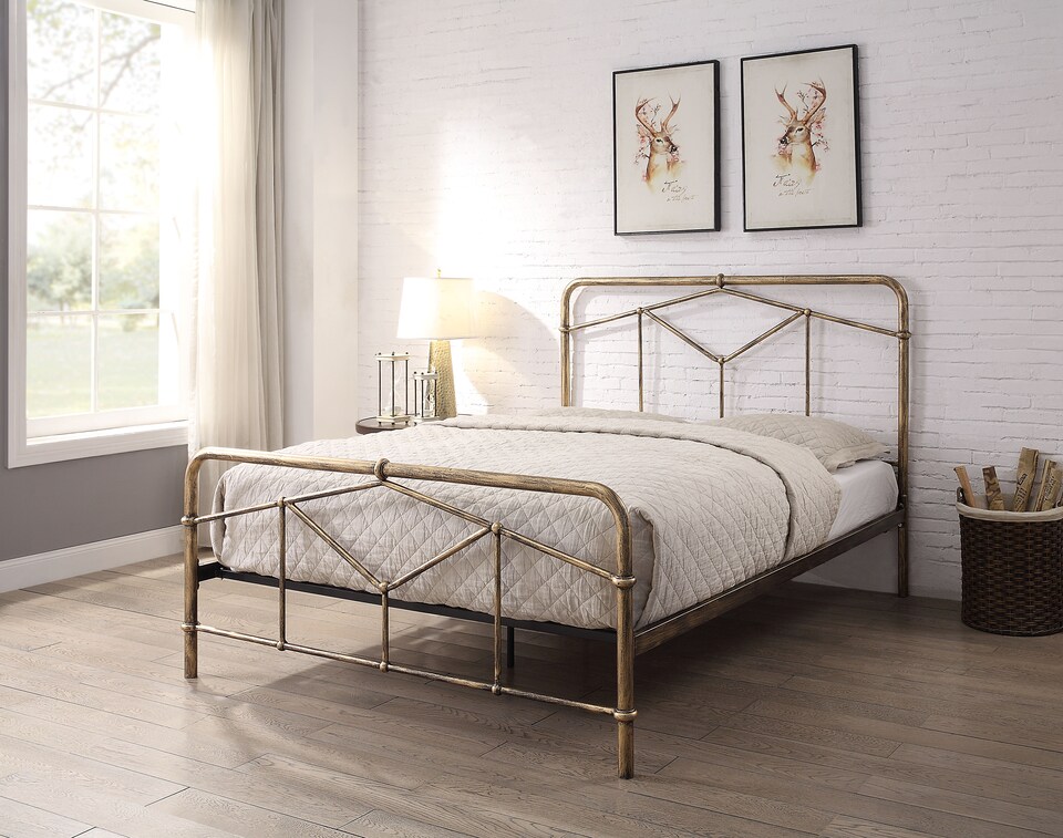 image 1 of Axton Double 4ft 6 Antique Bronze Metal Bed Frame | Bronze | Hand painted antique bronze finish | Double