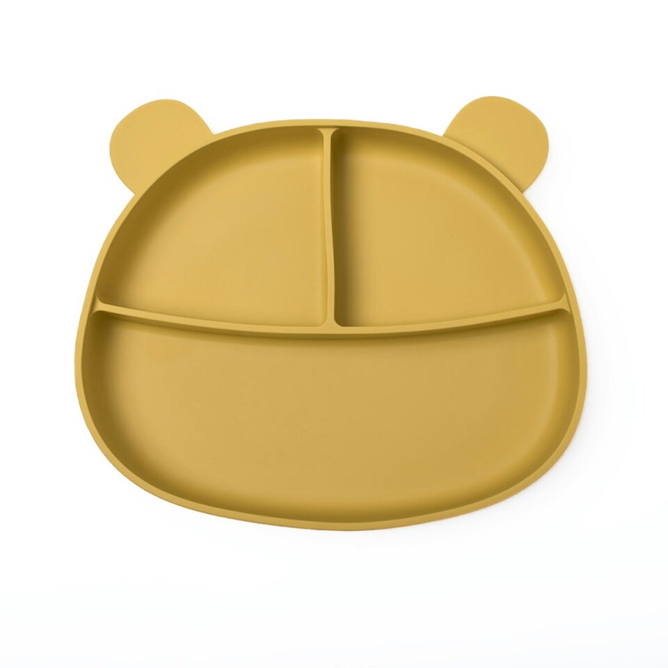 image 1 of Callowesse Silicone Divided Baby Suction Plate | BPA-Free | Dishwasher Safe | Microwave Safe Yellow