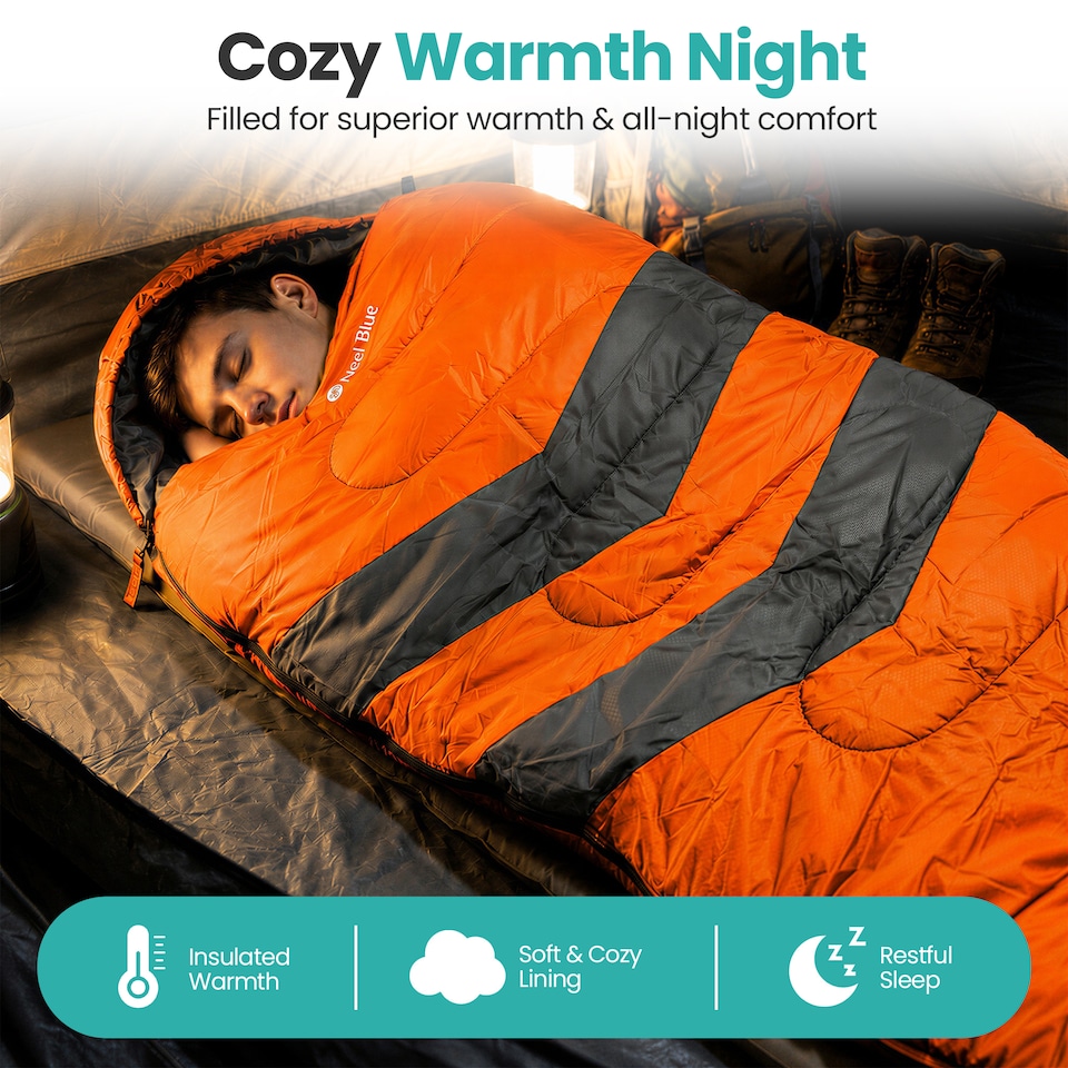 image 1 of 4 Season Waterproof Backpacking Sleeping Bag for Single Adults - 6ft