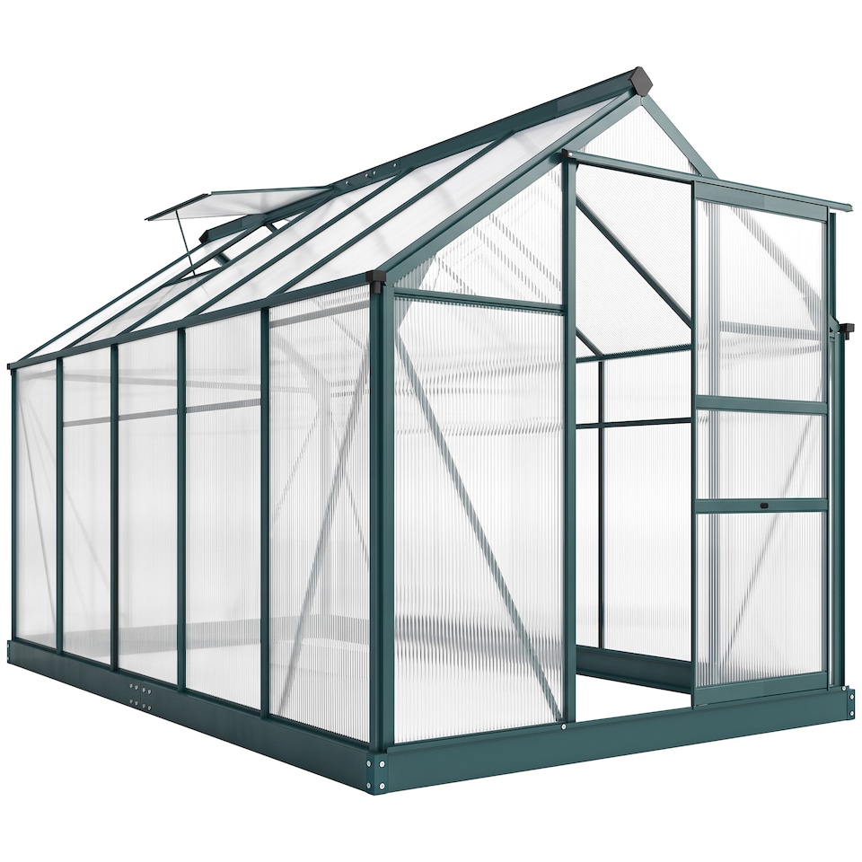 image 1 of Outsunny 6x10ft Walk-In Polycarbonate Greenhouse Plant Grow Galvanized Aluminium