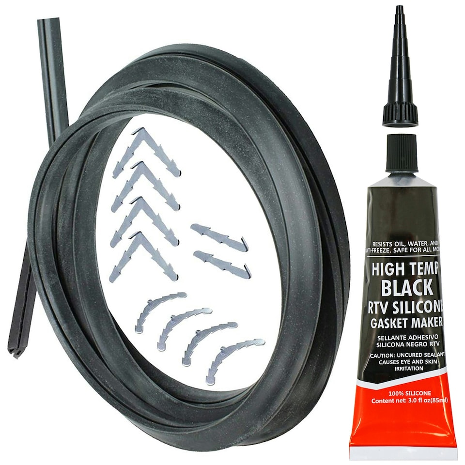image 1 of SPARES2GO Universal 3 & 4 Sided Silicone Oven Cooker Door Seal Kit (with Glue Sealant)
