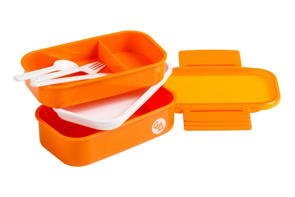 image 1 of Interiors by Premier Organized Orange Lunch Box, Leak Proof Tiffin Box, Comfortable Packed Lunch Box, Portable Lunch Container