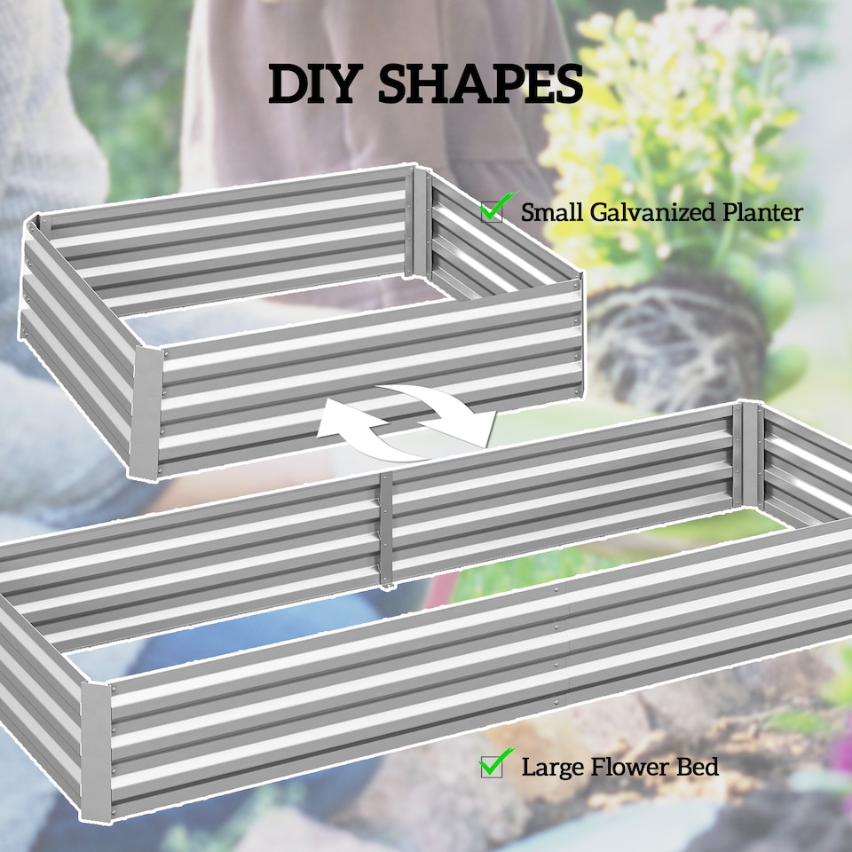 image 1 of Outsunny Galvanised Raised Garden Bed Metal Planter Box, Silver | Silver