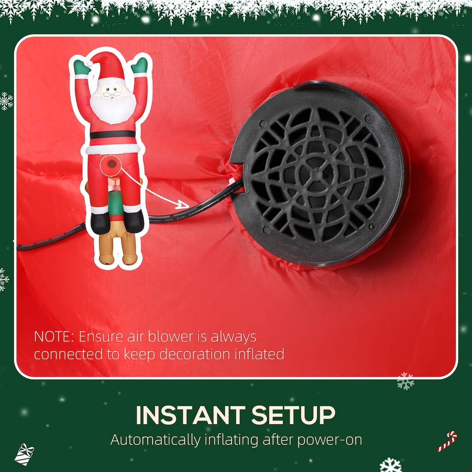 image 1 of Outsunny 7FT Hanging Christmas Inflatable Santa with Dog, Christmas Blow Up Decoration with Built-in LED Lights for Garden, Indoor Outdoor Home Decor