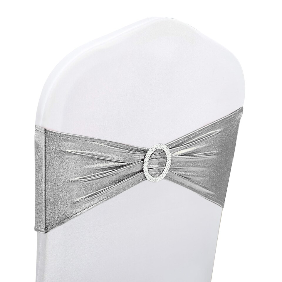 image 1 of 36cm x 13cm Synthetic Fabric Shiny Chair Band with Buckle - 1pc