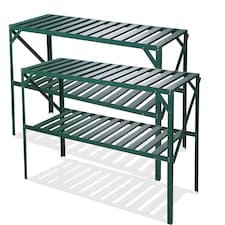 Set of 2 Traditional Greenhouse 2 Tier Garden Staging Green 126cm | Green | Green | 1