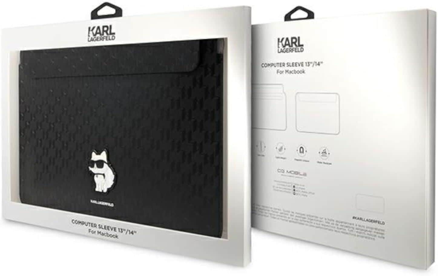 Karl Lagerfeld Saffiano Monogram Choupette 14 Laptop Sleeve Black - KLCS14SAKHPCK