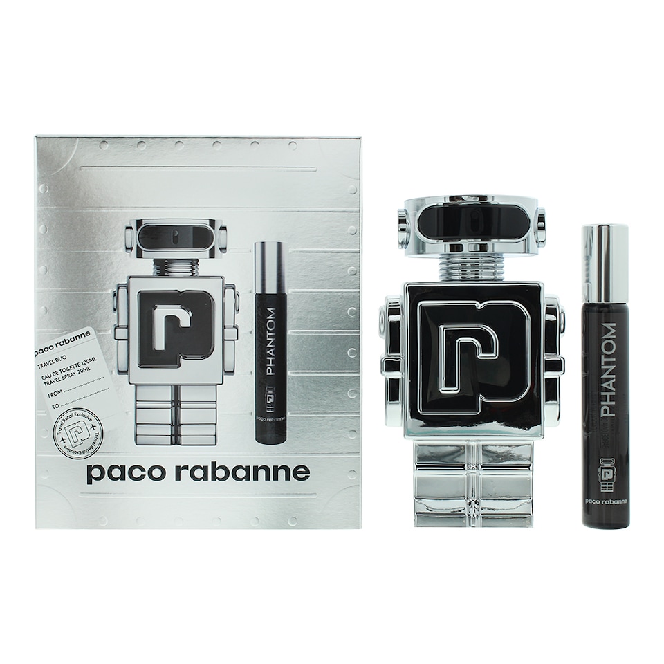 image 1 of Paco Rabanne Phantom Eau de Toilette 100ml & Eau de Toilette 20ml Gift Set | Silver | Multi | One Size